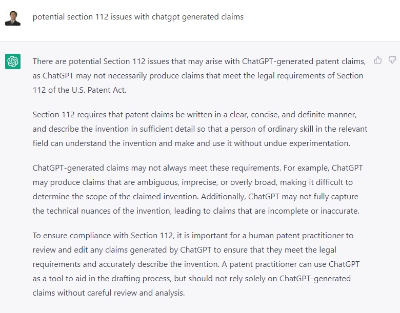 potential section 112 issues with chatgpt generated claims