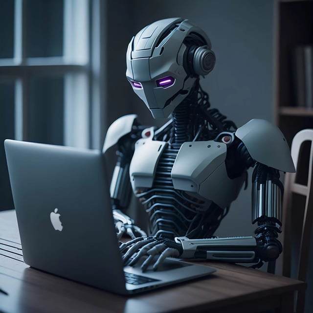 Image Showing a robot working as an editor instead of a human, to depict the role of AI in editorial work.