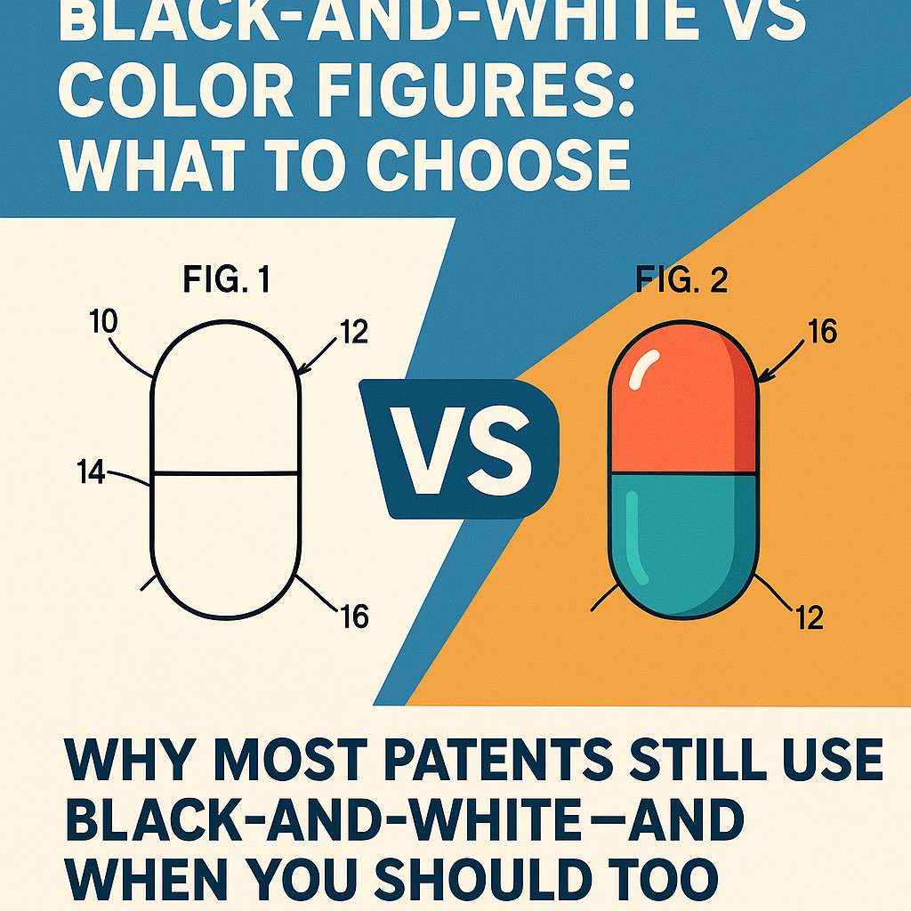 Another quiet advantage is flexibility. Black-and-white figures allow you to describe your invention broadly. Patent law only protects what you describe, so if your drawings are too specific, you lock yourself into a narrow version of your product.