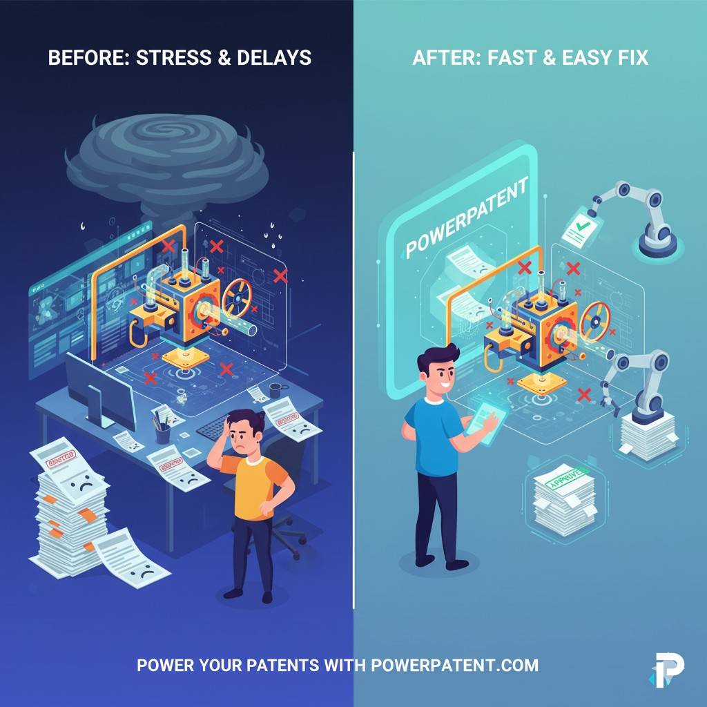 You upload the corrected drawings, the system highlights anything that still needs attention, and you finalize the response confident that the examiner will accept it.
