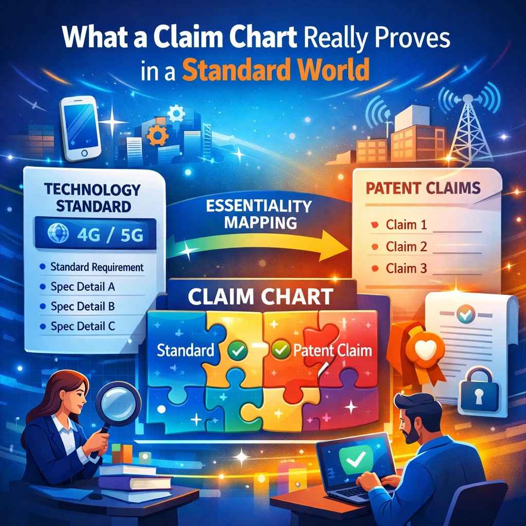 When your claim chart clearly maps each claim element to a mandatory part of the standard, you are showing that there is no clean workaround. That single point changes the conversation from “nice patent” to “necessary patent.”