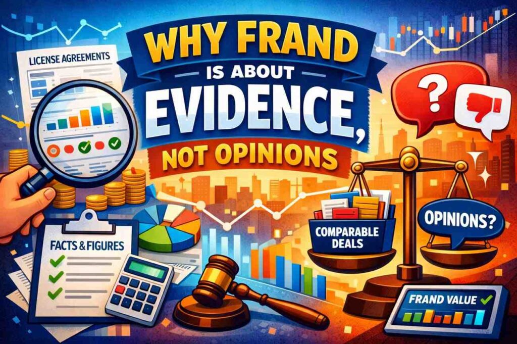 Courts, regulators, and experienced negotiators do not care how valuable you think your invention is. They care about what the market has already shown it will pay. That is why opinions fade quickly once evidence enters the room.