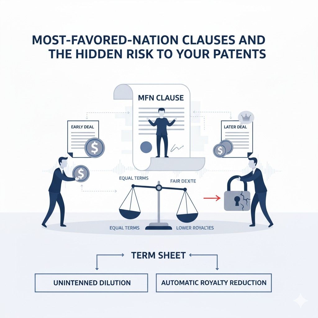 When one party secures MFN rights, they tie your future deals to their past one. Every improvement you make for someone else automatically flows back to them.