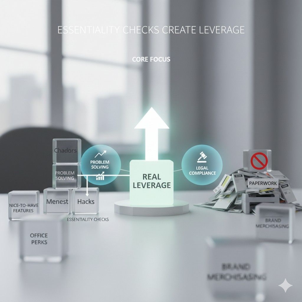 In those moments, founders who have done essentiality checks move faster. They answer questions clearly. They set terms. They avoid panic.