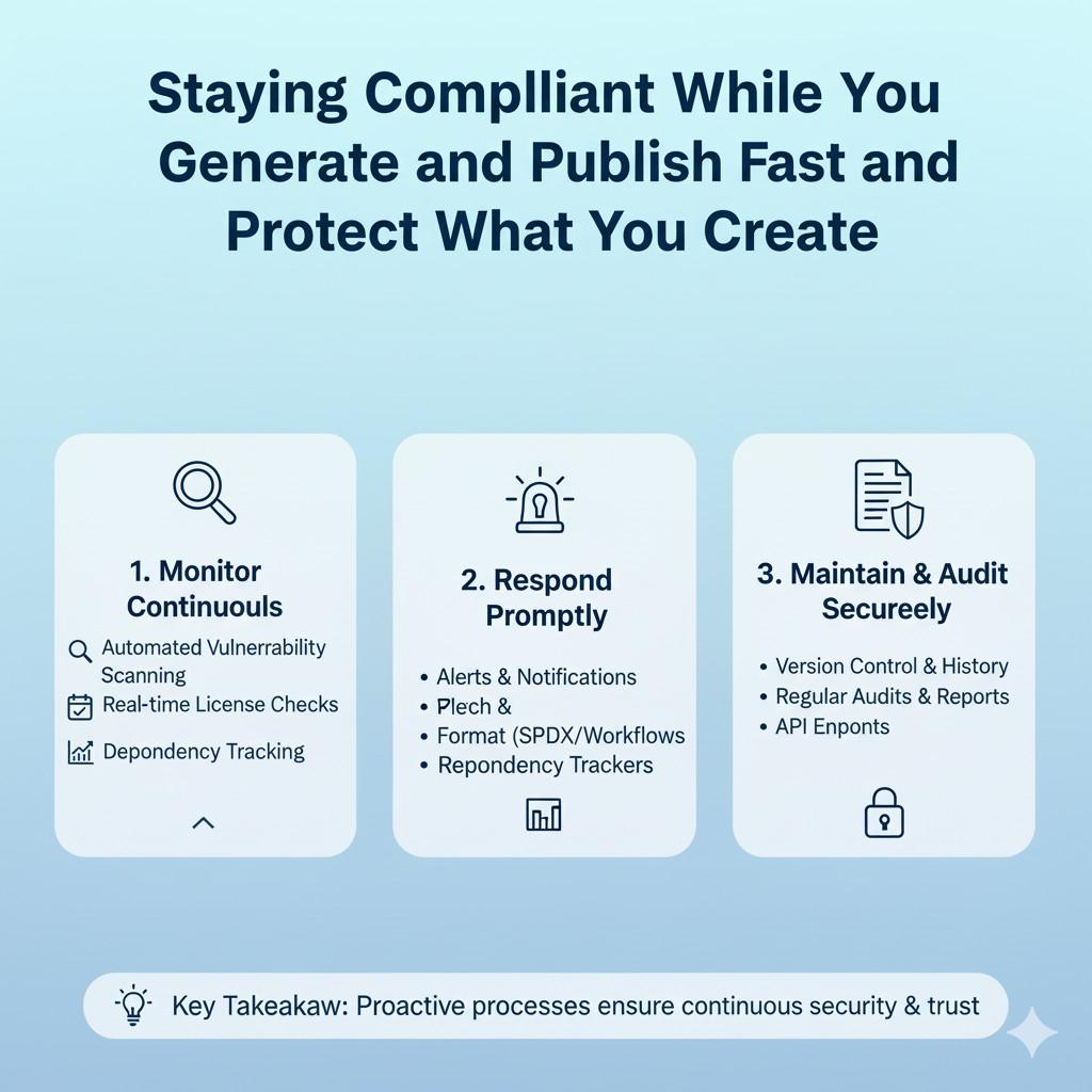 SBOM compliance works when it is embedded into everyday engineering habits. Builds happen, releases go out, and documentation updates quietly in the background.