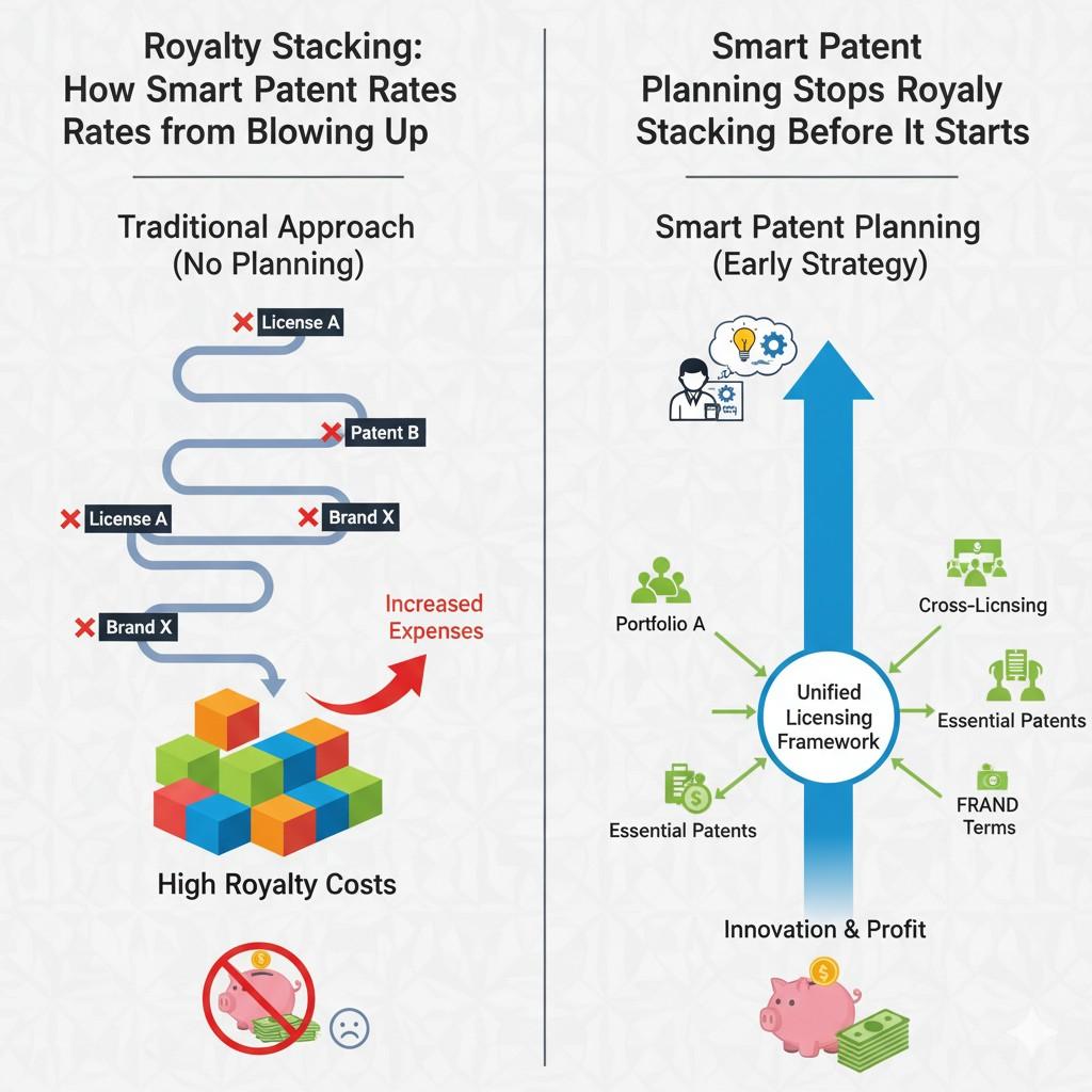Smart patent planning evolves with the company. Early filings focus on core systems. Later filings protect scaling mechanisms, integrations, and performance improvements that become valuable as usage grows.