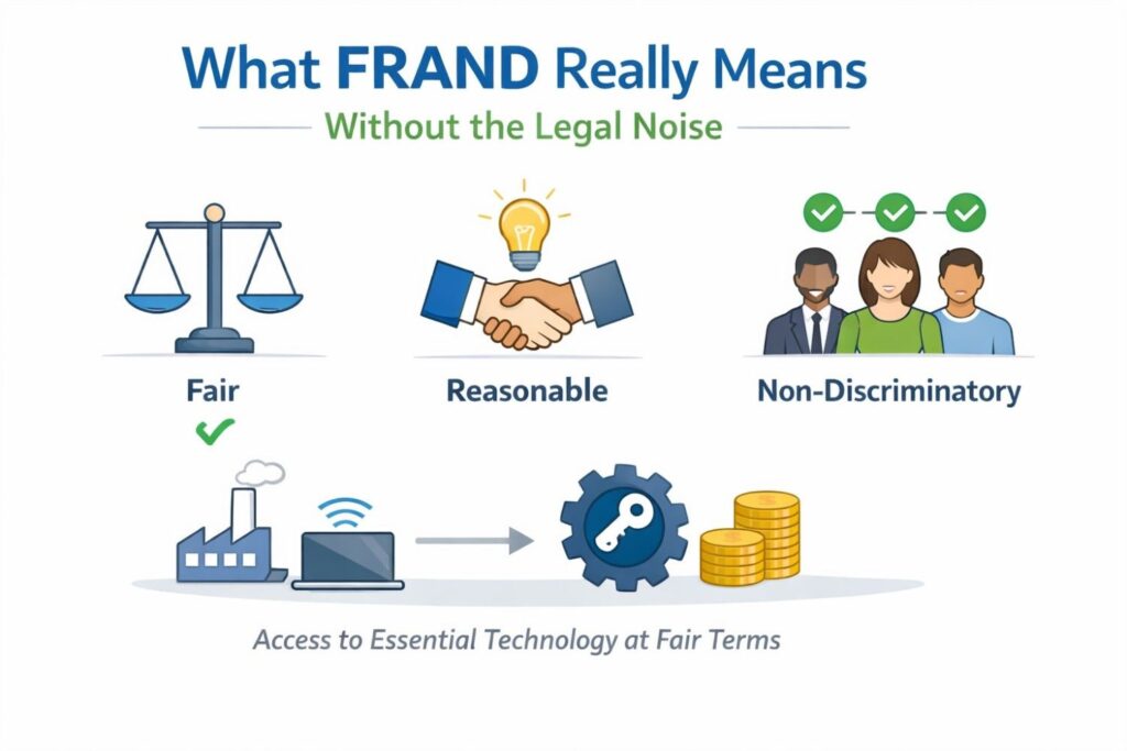 For example, some licensors push per-device fees even when a startup sells software subscriptions or services layered on hardware. Reasonableness allows room to question that structure.