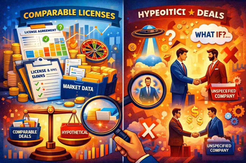 That sounds simple, but many companies stretch the definition. They point to any license, in any market, with any structure, and call it comparable. That approach collapses fast when challenged.
