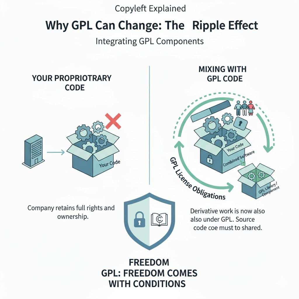 Engineers often think of linking as a technical detail. GPL treats it as a relationship. If your code depends deeply on GPL code, the license may treat them as one.