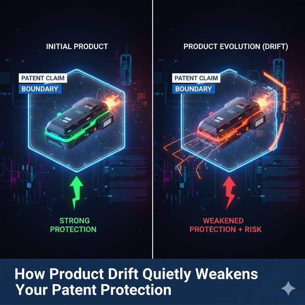 You just need to track whether the core inventive steps are still there, whether new behavior has become central, and whether anything has been dropped that your claims depend on. The goal is to notice drift early, while it is easy to fix.