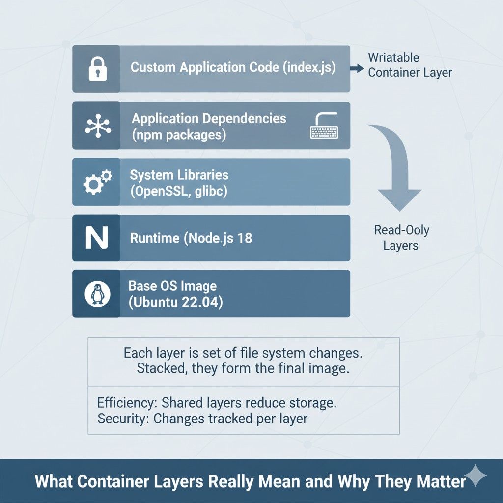 Because layers stack, early errors get multiplied. Fixing them later often requires touching many images instead of one. This is why layer design is not just a developer concern. It is a business concern tied to scale.