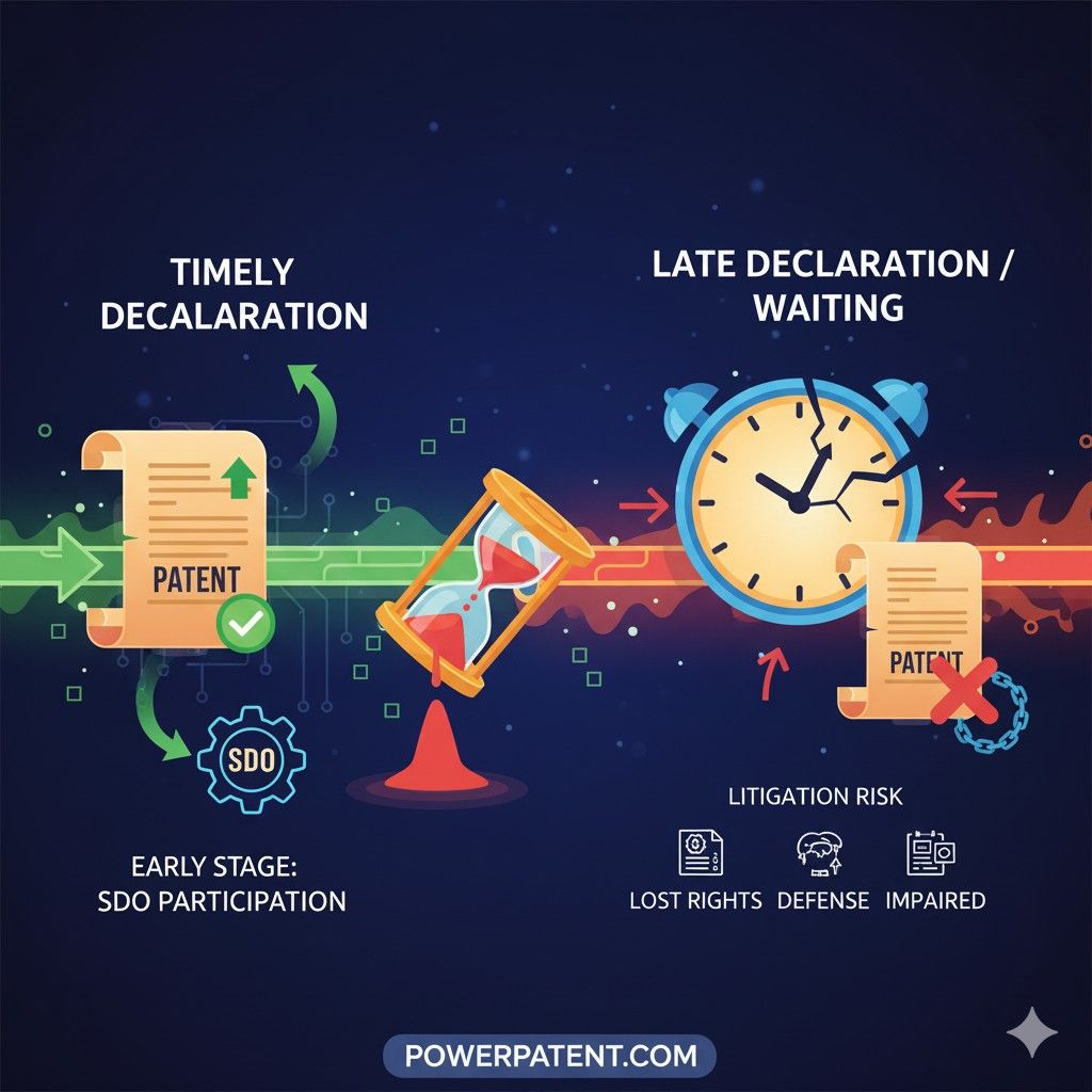 That awareness often happens long before a patent is granted and long before a standard is final. It can happen when engineers see a draft feature that lines up with an invention.