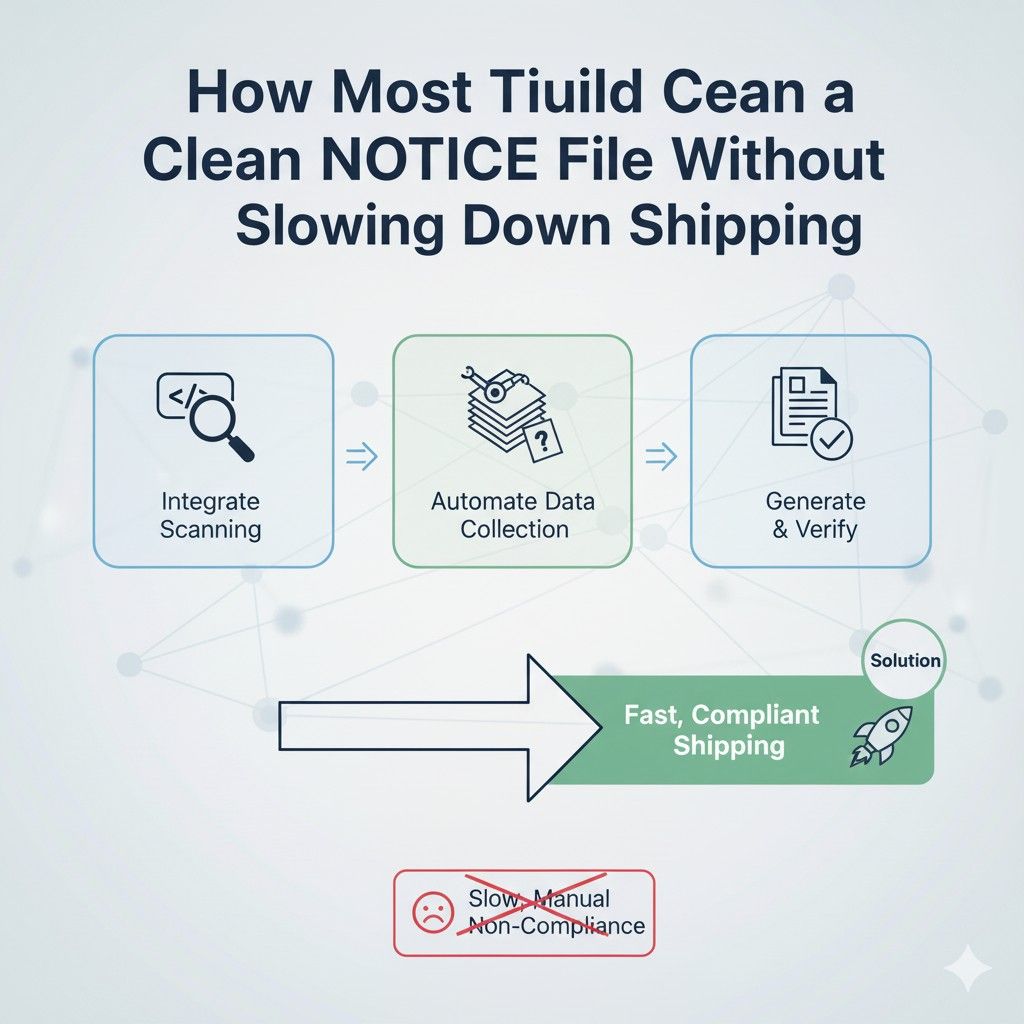 A NOTICE file is part of the product. It is not an extra document. It ships with what you build, just like documentation or release notes.
