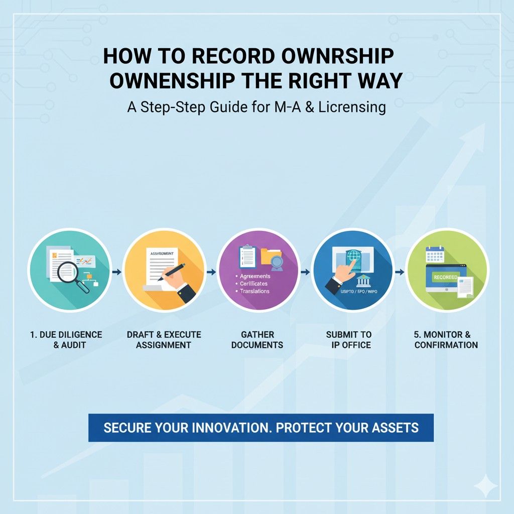 If only some assets transfer, the assignments must list only those assets, not the entire portfolio. If granting a license, you must determine whether the rights must be recorded or kept confidential.