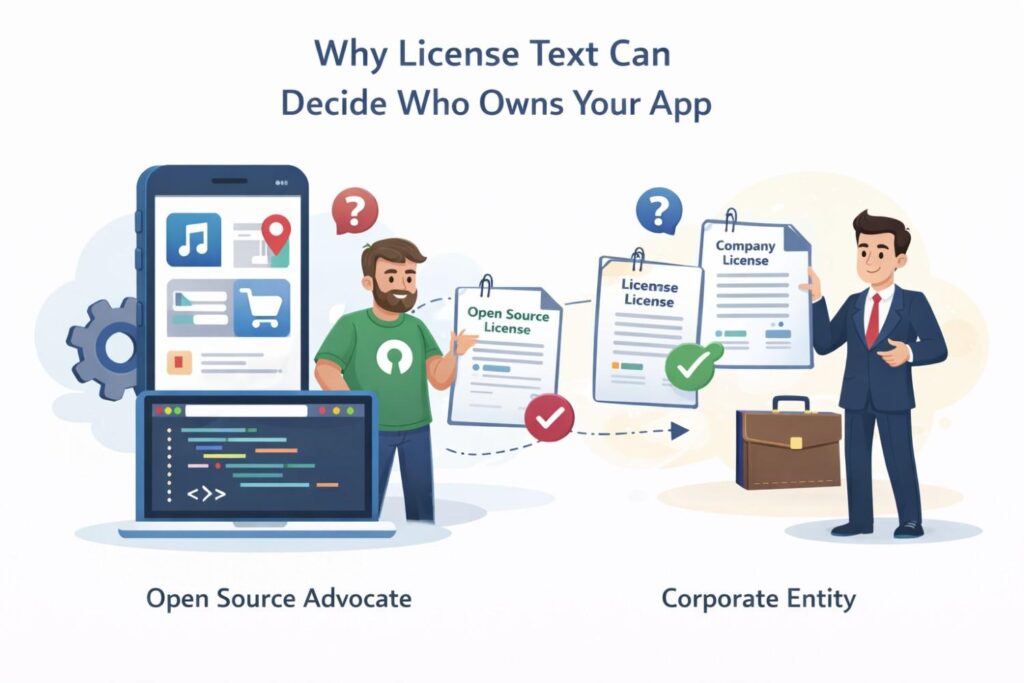 From a business perspective, this means ownership is conditional. You may own your original code, but how you can use, sell, or protect it may be limited by the licenses attached to shared code inside your app.
