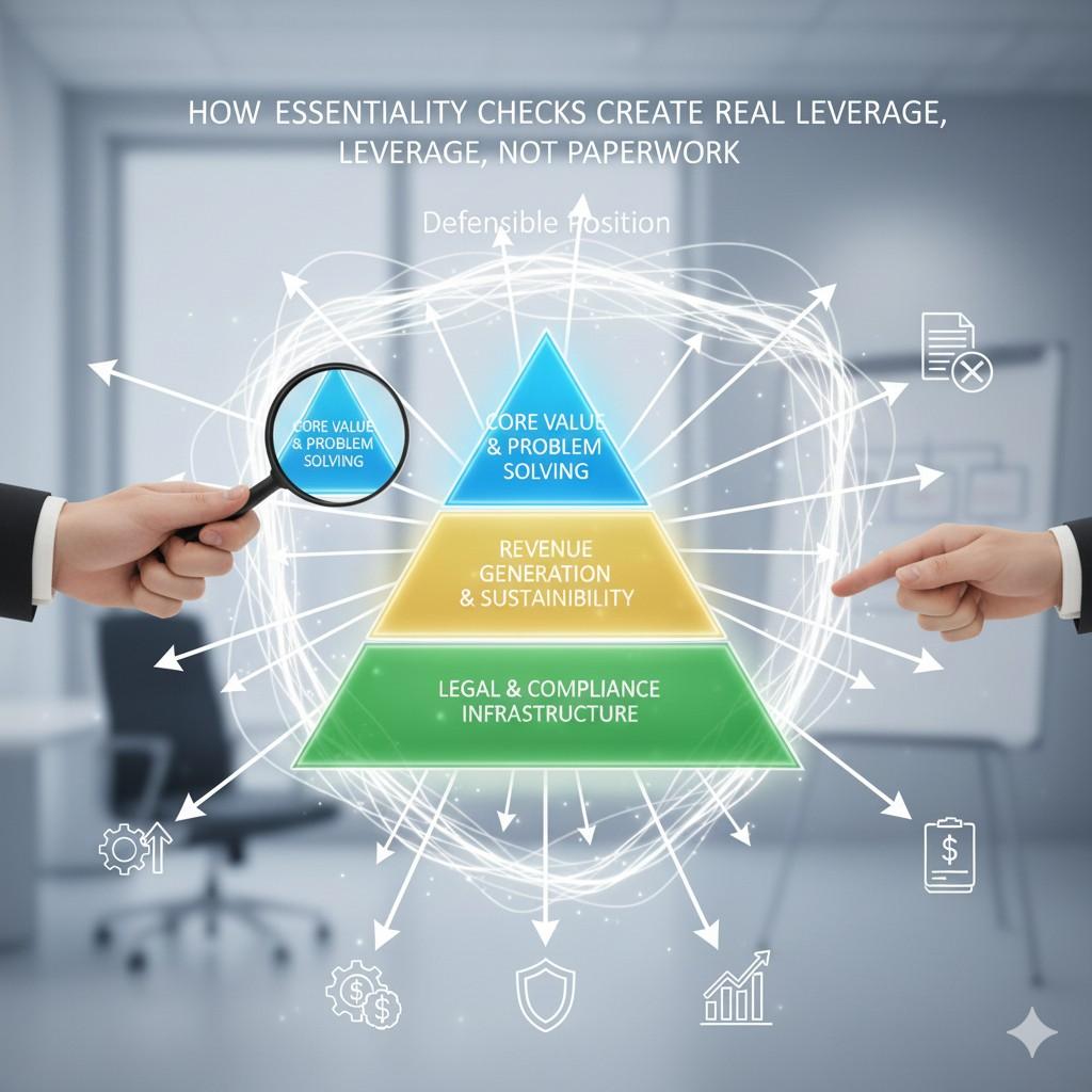 An essentiality check forces you to answer that question before someone else asks it. What is the core idea that gives you an edge? Why does it matter? What happens if it is copied?