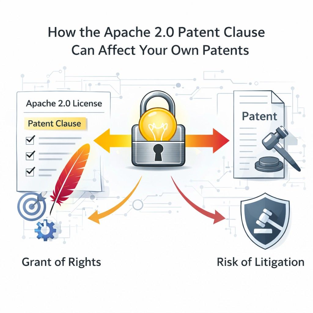 You can file patents even if your product uses Apache-licensed software. You can patent improvements, systems, workflows, architectures, and applications built on top of open source.
