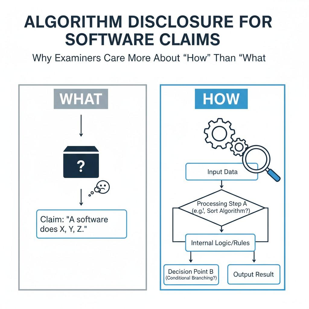 The examiner’s role is to confirm that the inventor actually knows how to reach that outcome. The only acceptable proof is a clear explanation of the internal steps that make it happen.