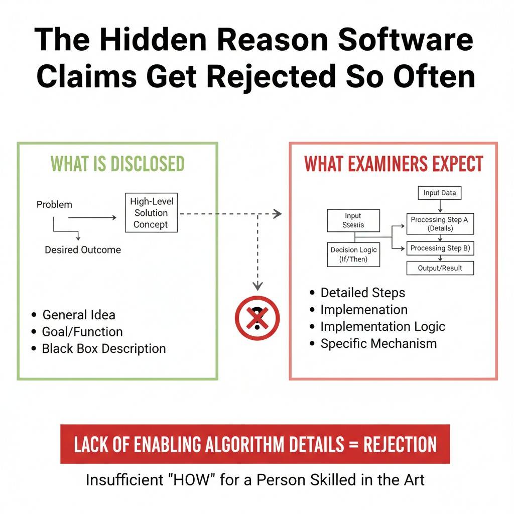 Generic descriptions suggest that the inventor did not contribute something specific. Even if the idea is clever, the presentation makes it look interchangeable with many others.