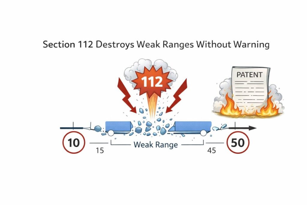 Without explanation of how those results are achieved across the range, Section 112 steps in.