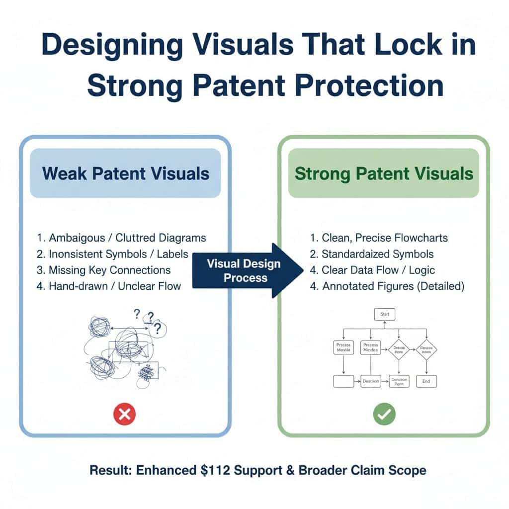 If your edge is decision logic, let flowcharts dominate. This framing ensures the visuals support claims that matter commercially, not just technically.