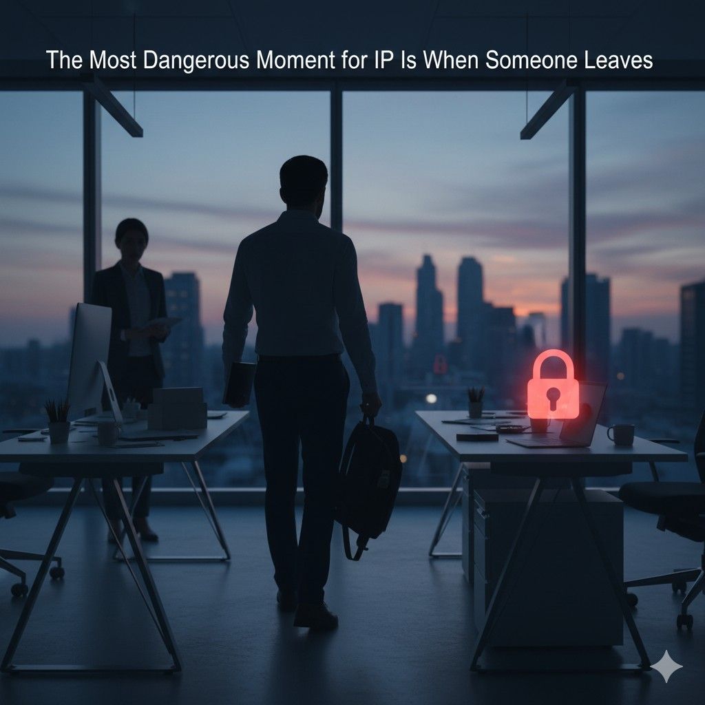 If someone keeps access to internal documents, designs, or discussions after leaving, they retain insight into how the company thinks. That insight is a form of IP.