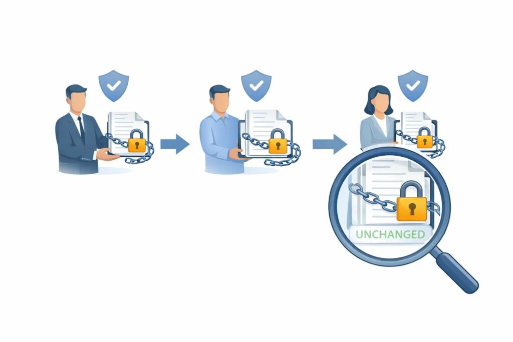 It shows that your work moved through known systems, under known permissions, without gaps or mystery. It proves continuity. Nothing disappeared. Nothing appeared out of nowhere.