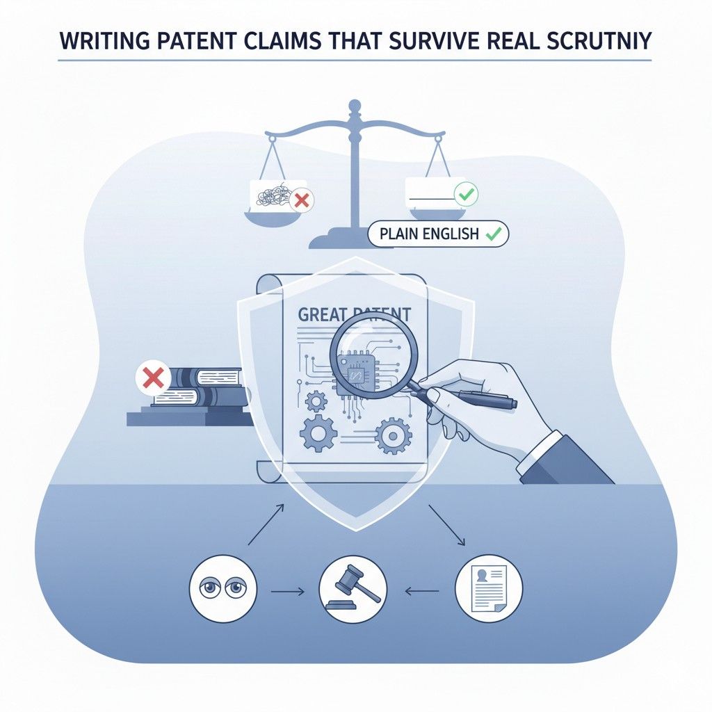 That approach often produces generic language that misses what actually matters. The stronger approach is to start with the business goal of the patent.