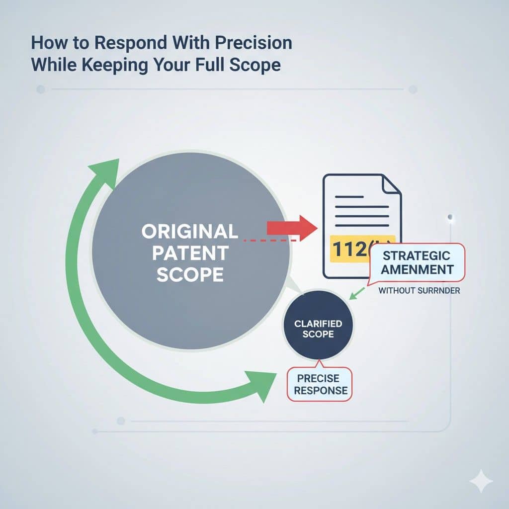 Pointing directly to passages that explain how a term operates, how a result is achieved, or how elements interact can resolve indefiniteness without amendment. This approach preserves scope and keeps future flexibility intact.