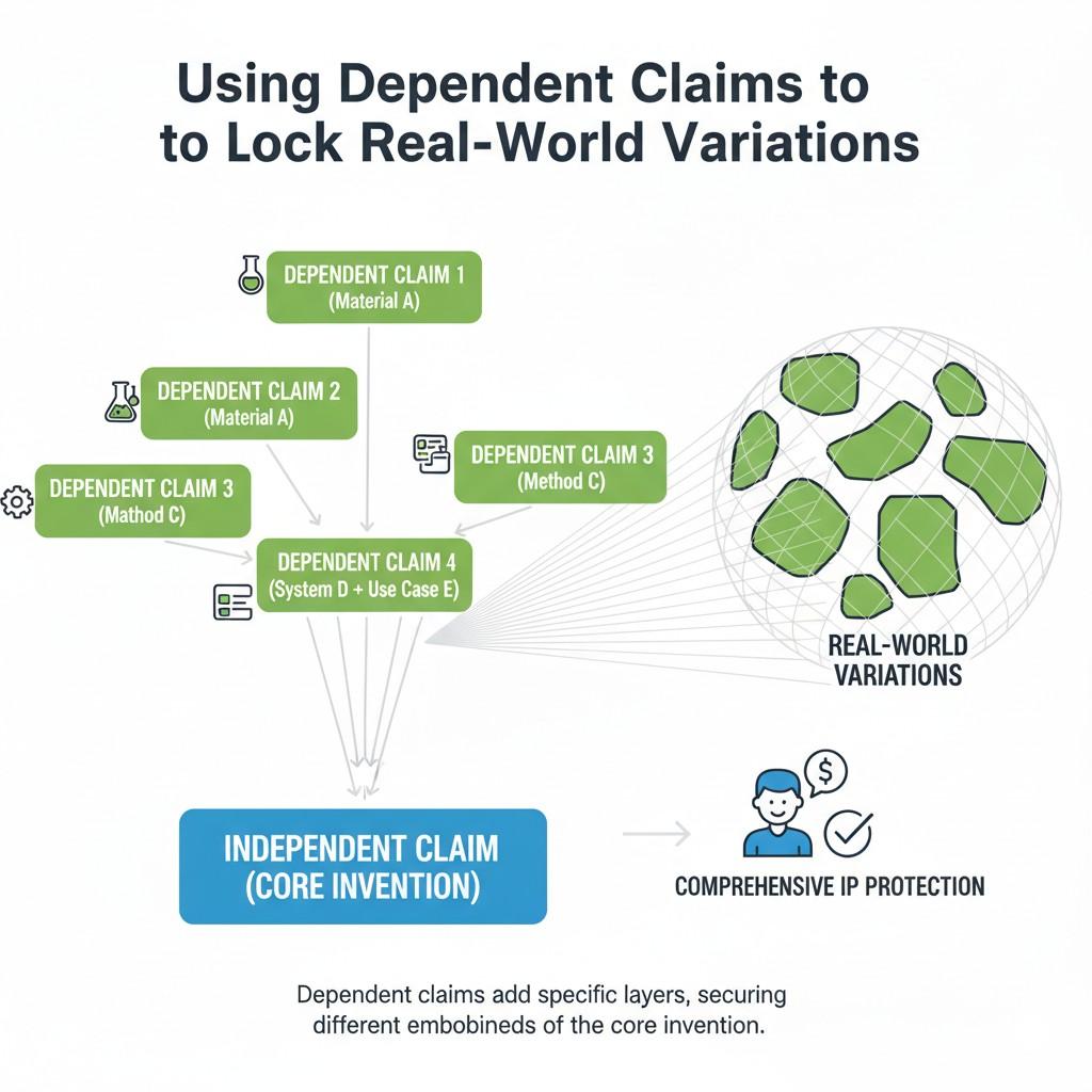 Section 112 issues often arise when claims feel unsupported or unclear. Dependent claims reduce this risk by spelling out details that might otherwise be assumed.