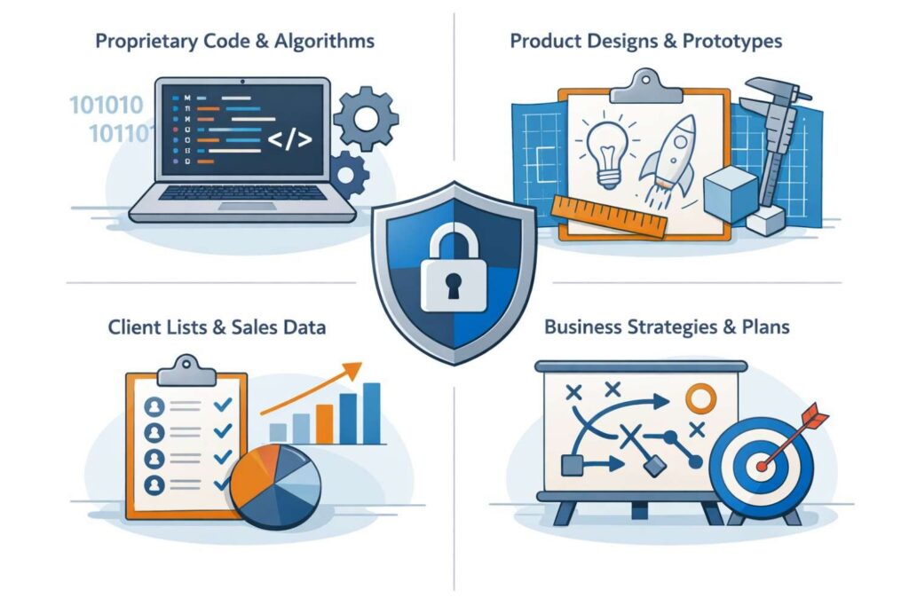 If your team spent months collecting, refining, or combining data in a way others cannot easily copy, that dataset is a trade secret. The same applies to training data for models, internal benchmarks, and performance metrics.