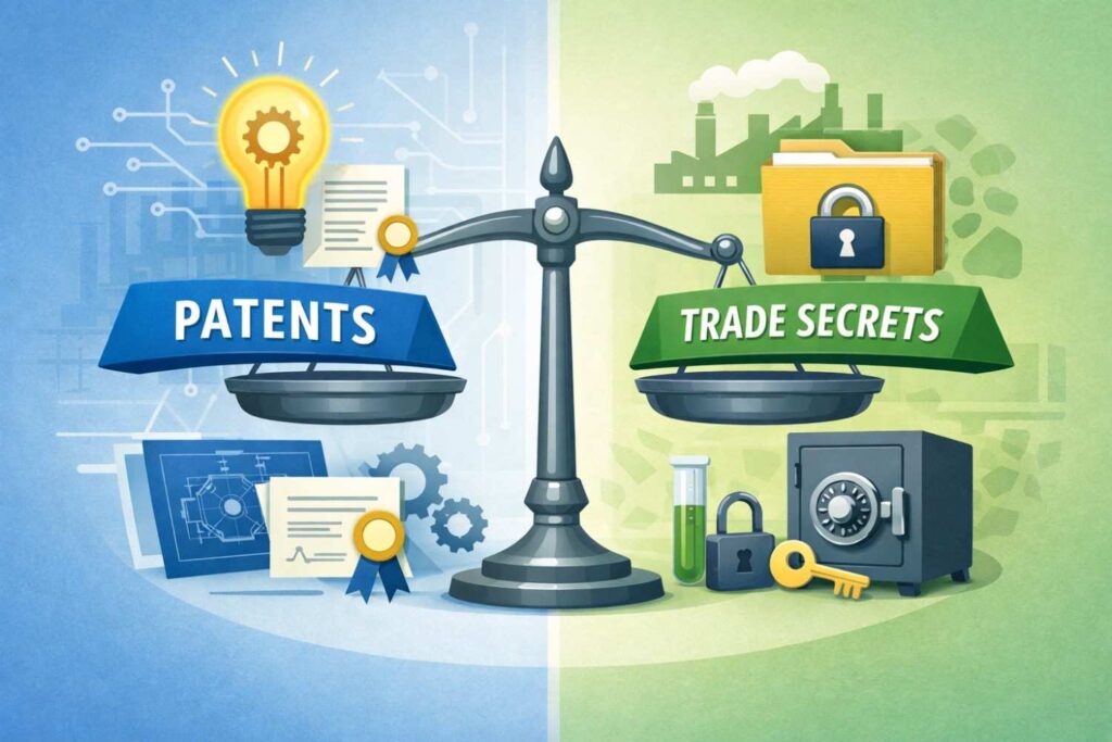 A better approach is staged protection. File patents early on the core ideas that are easiest to observe. At the same time, lock down internal processes as secrets from day one.