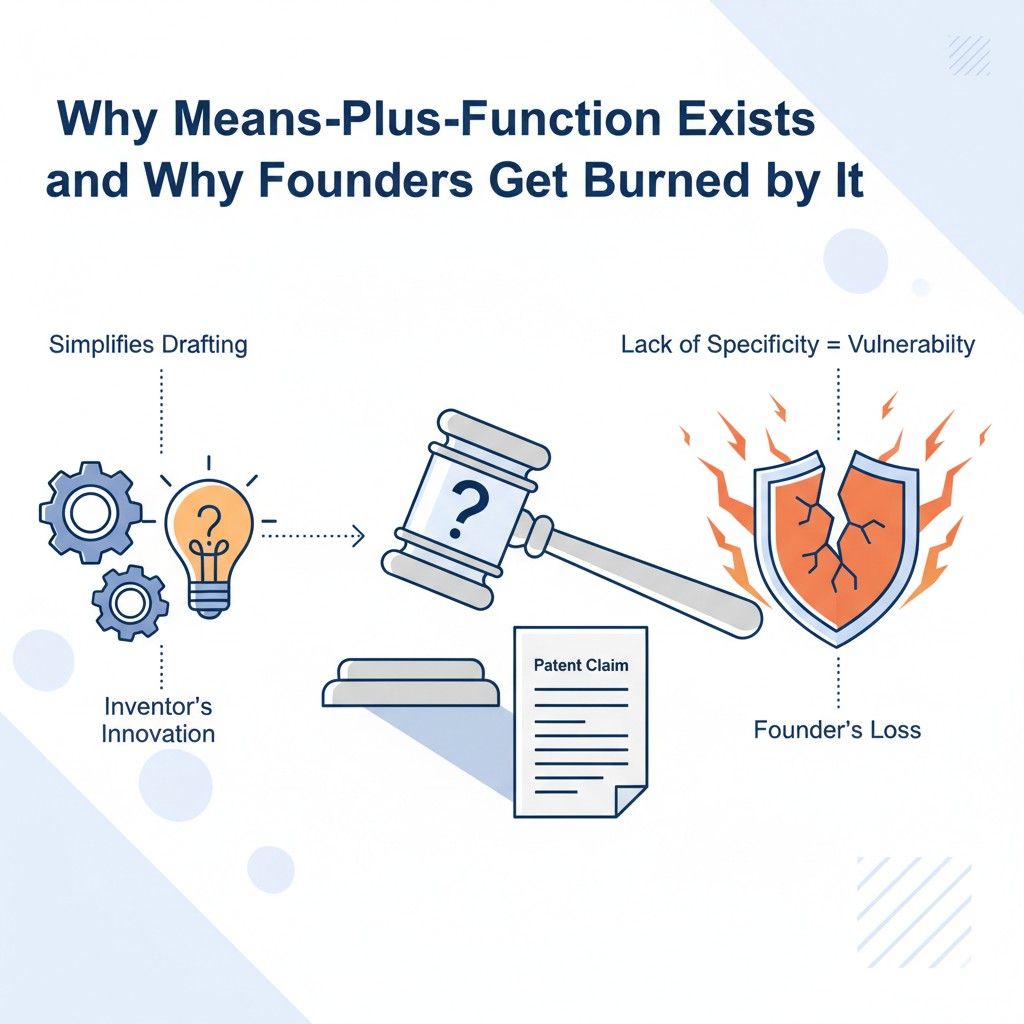 When a startup unknowingly drafts claims that fall under 112(f), they often think they have broad protection. Investors may think the same. But when a competitor shows up, the reality hits hard.