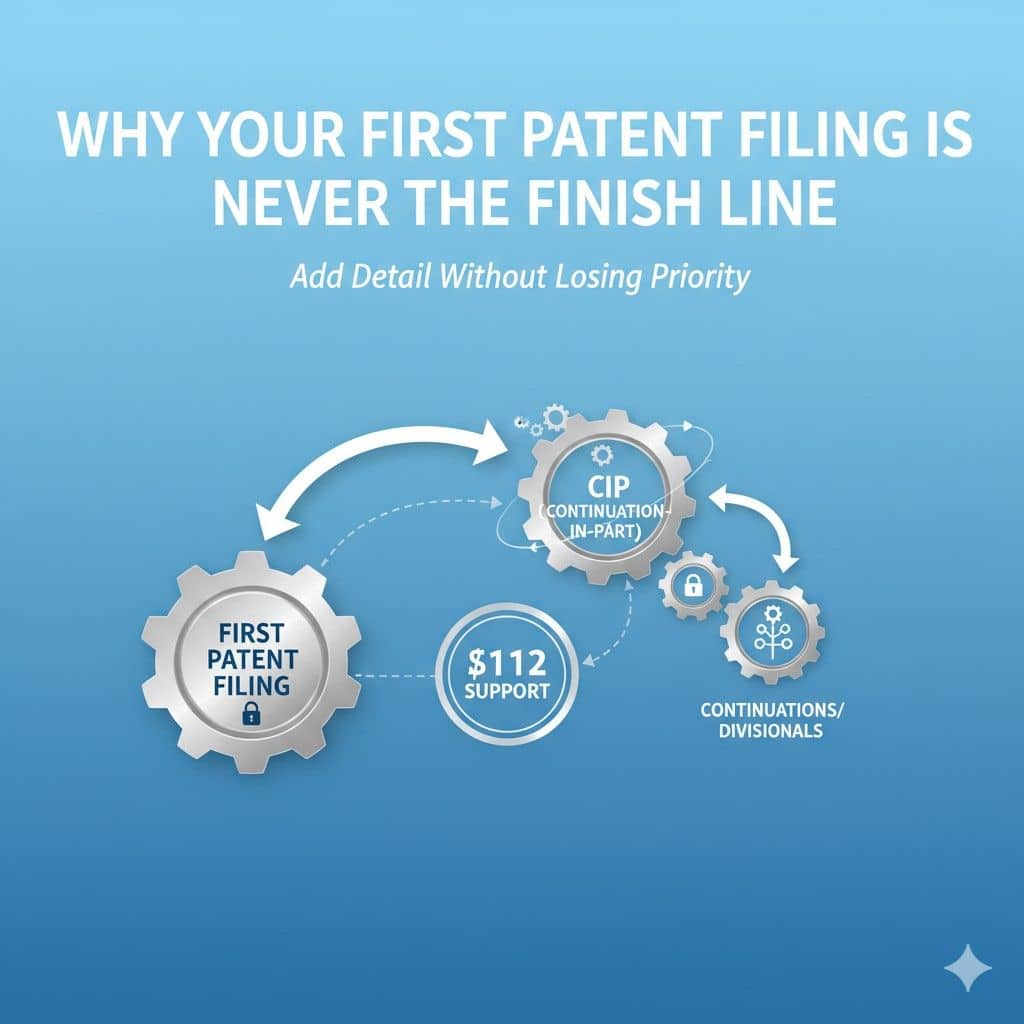 A single old filing signals inaction. A thoughtful chain of filings shows intent and discipline. It tells investors that you understand how IP creates long-term leverage.