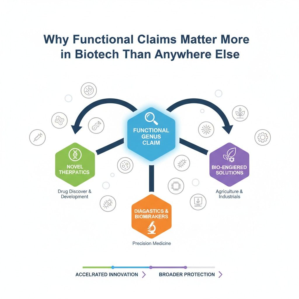 Functional claims bridge this gap. They describe inventions in terms that match how biology actually works. Instead of forcing a biological system into rigid language, they focus on measurable effects and interactions.