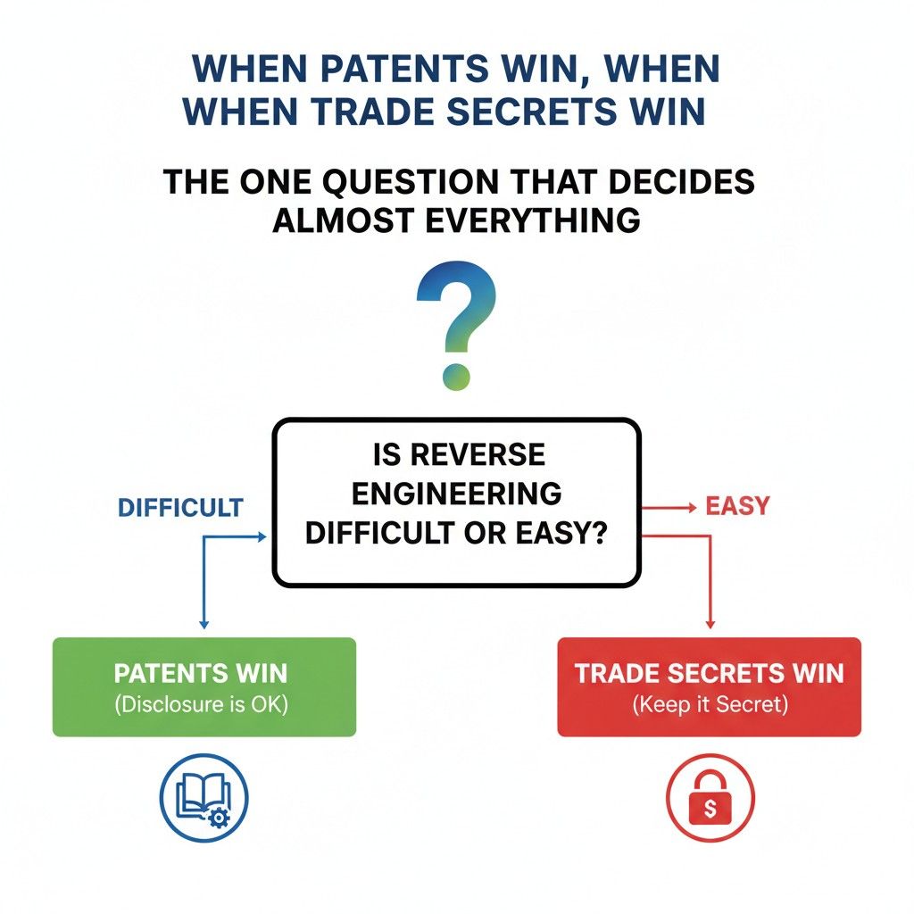 In slower markets, trade secrets last longer. Learning cycles are longer. Teams are smaller. Incentives to reverse engineer may be lower.