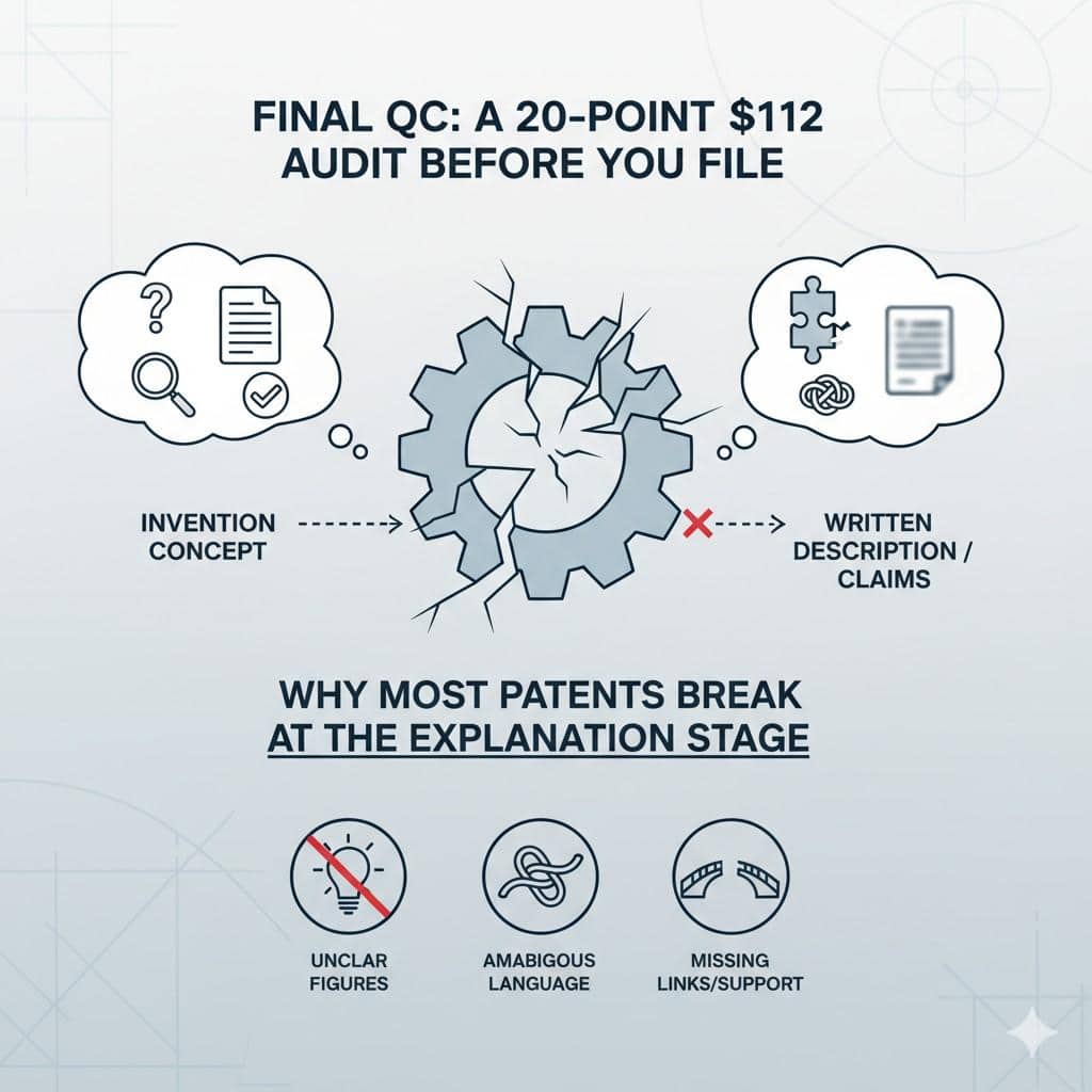 If the explanation only works for one setup, one data type, or one environment, it gives others room to design around you. The explanation stage should show that the invention is bigger than one scenario.