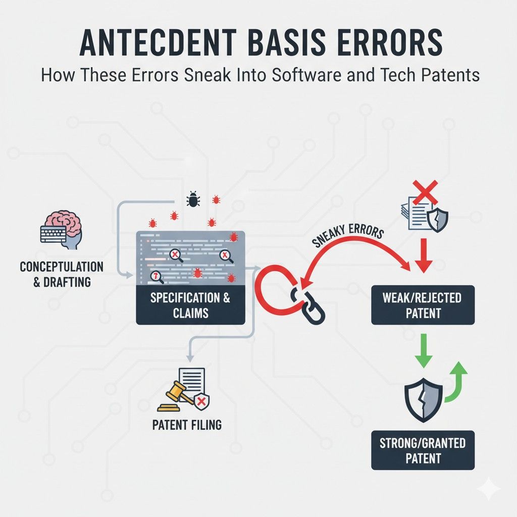 A claim might say “the server sends the response” even though “a server” was never introduced. To the founder, it feels obvious. To an examiner, it is not. The fix is to shift mindset.