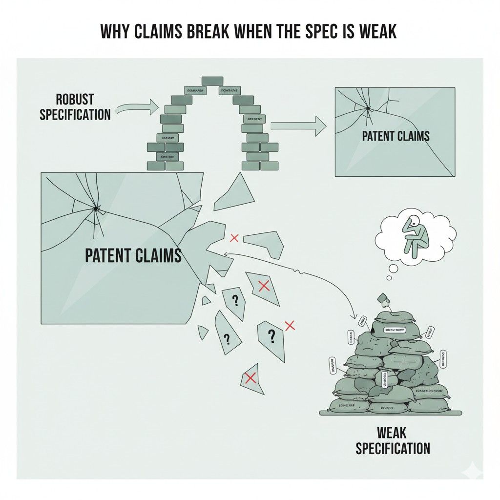 Strong specs discourage attacks. They show depth. They show intent. They show that the inventor understood the problem and the solution fully at the time of filing.