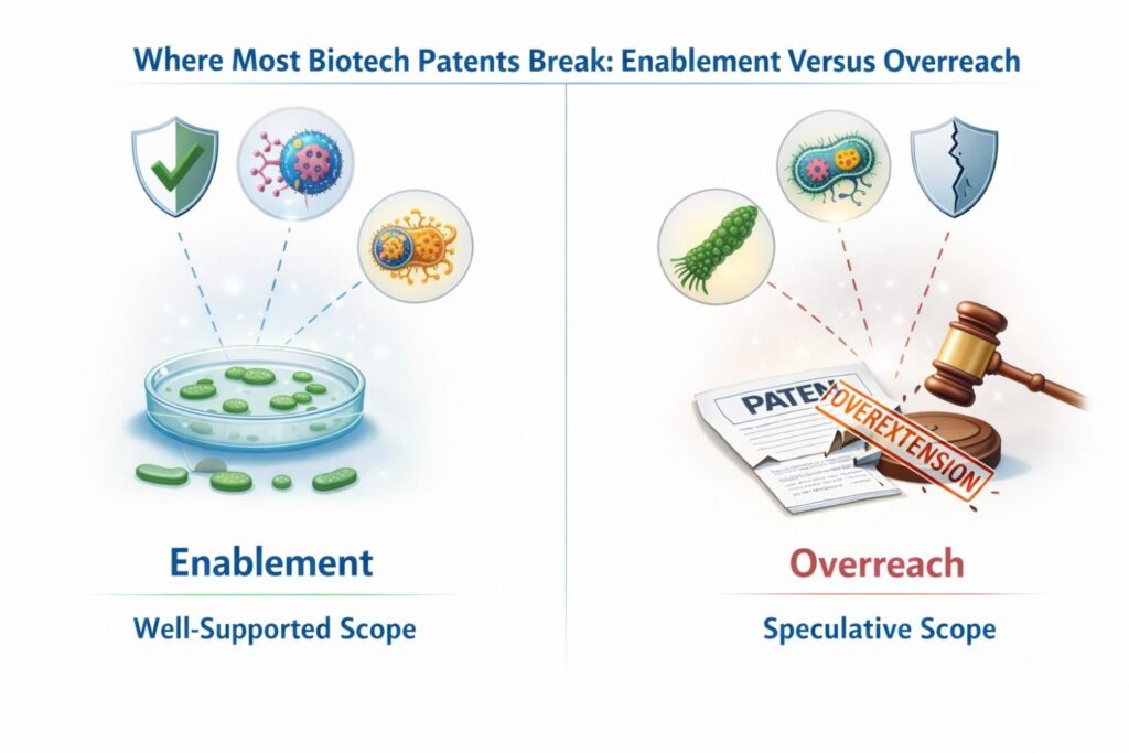 This feels safe at filing time, but it backfires. Examiners push back. Courts push harder. What looks like ambition often reads as guesswork.