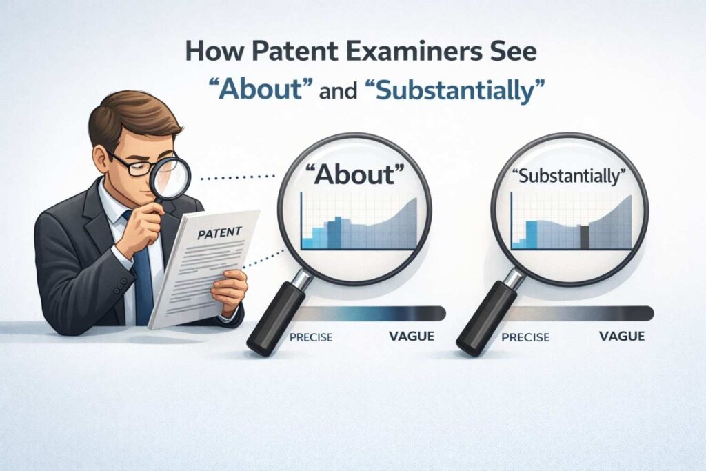 Relative terms fail this test when they rely on intuition instead of explanation. Even if most engineers would agree on what “substantially parallel” means, the examiner needs that agreement reflected in the document itself.