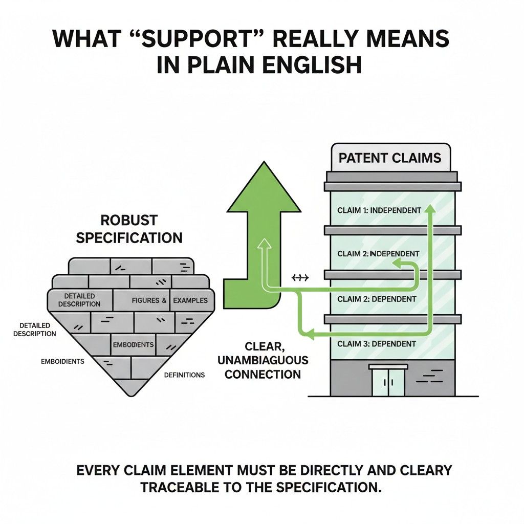 When claims use a term, that term should already feel familiar because the spec explained it earlier in simple terms.