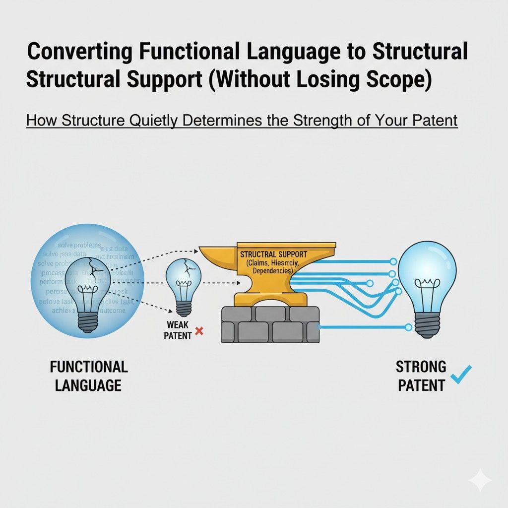 Good structure is abstract but grounded. It describes roles, flows, and rules rather than exact code or hardware. You can describe multiple paths, alternatives, and variations while still giving the law something solid to hold onto.