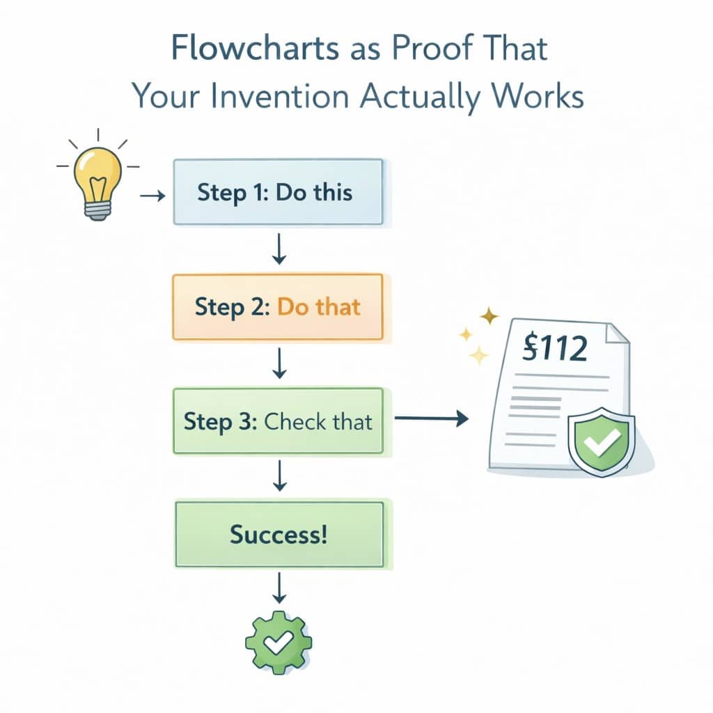 If the flowchart answers that question clearly, §112 support is strong. If the steps feel missing or jump too fast, problems start.