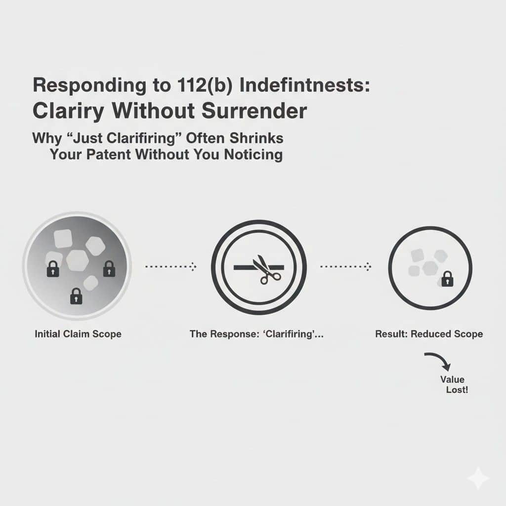 In these cases, a response that explains how a skilled reader would understand the term, backed by the description, can resolve the issue without altering scope.