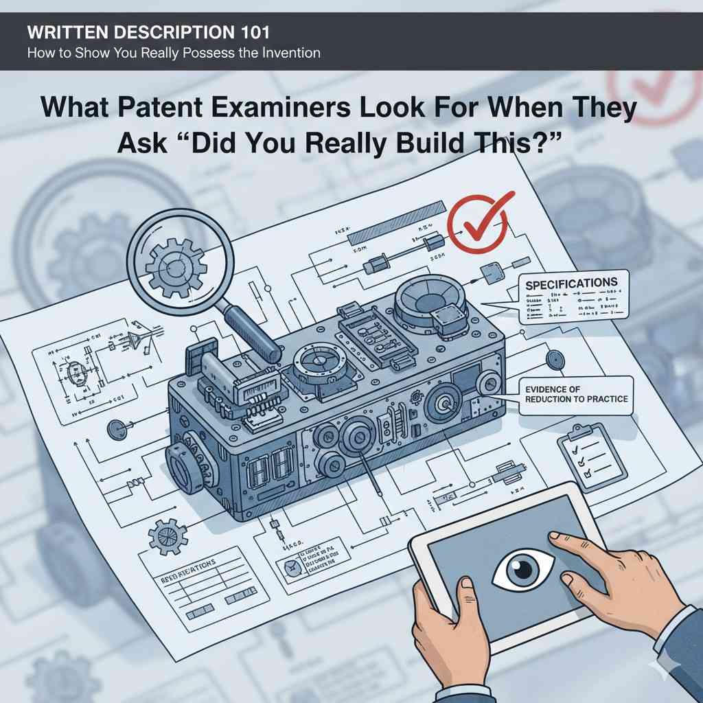 If the written description feels solid and grounded from the start, examiners tend to give the applicant the benefit of the doubt later. If it feels vague early on, skepticism lingers.