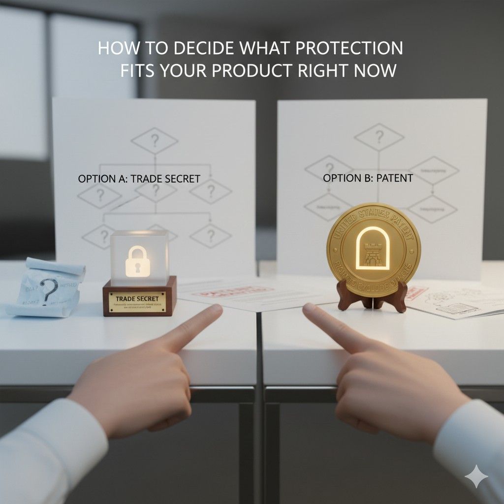 The more visible the value, the harder it is to keep it hidden. In these cases, patents often make more sense because they protect value even when everyone can see how the product works.