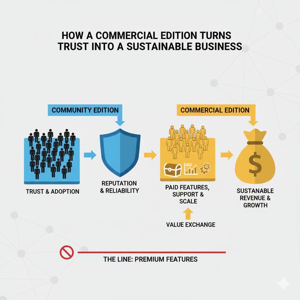 When the Community Edition teaches value and the Commercial Edition delivers safety and scale, monetization feels earned. This is how open source turns into a durable business.
