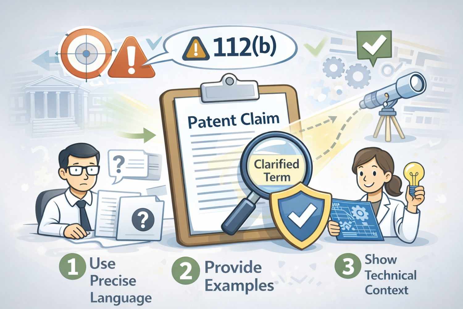 Fix indefiniteness rejections under §112(b) by clarifying language while preserving claim scope and strategic leverage.