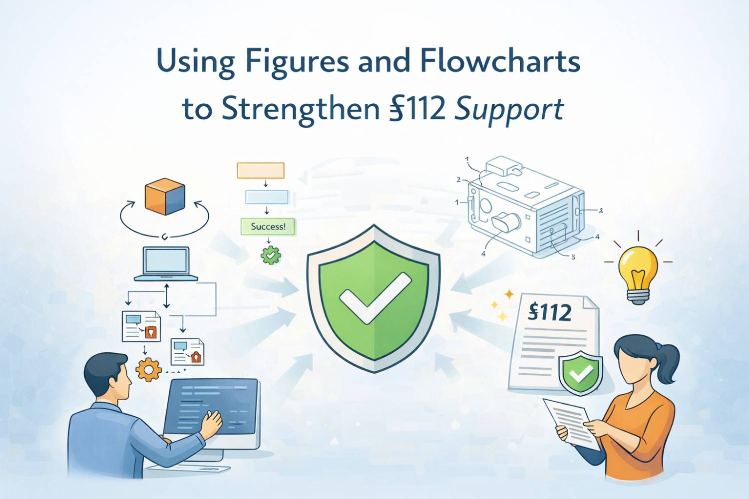 See how smart figures and flowcharts can dramatically improve enablement and written description support under §112.